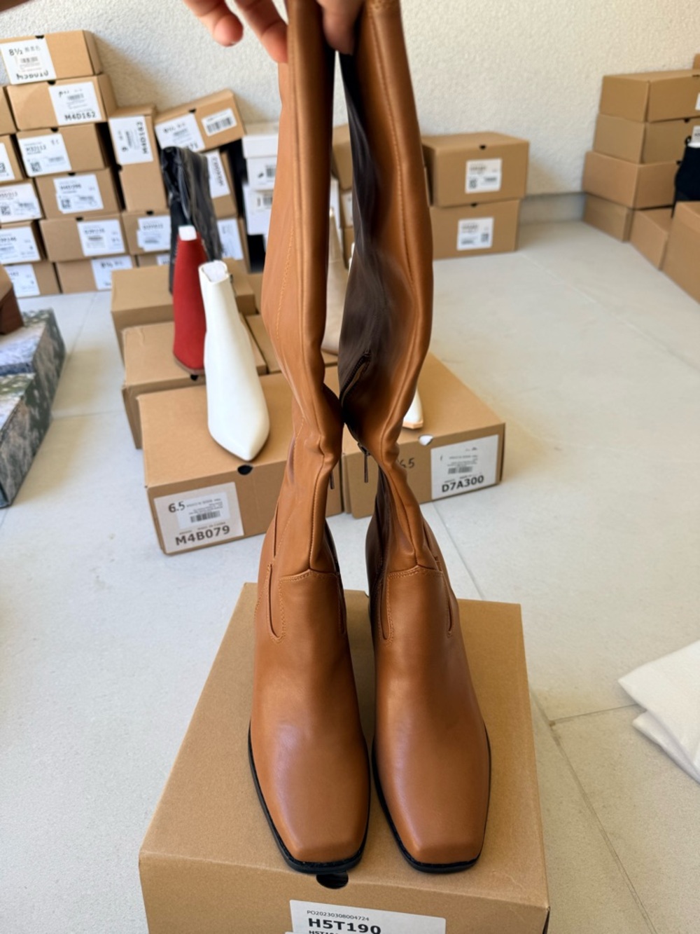 Women's Tall Leather Boots - Tan
